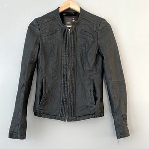 G Star • Steel Gray Blue Barrymore Leather Moto Jacket Size XS